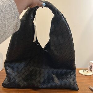 Black large woven shoulder bag. NWT